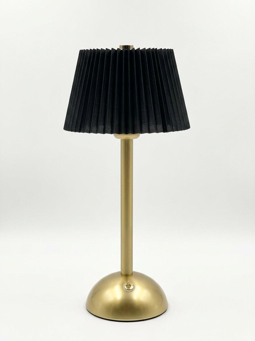 Cordless Rechargeable LED Table Lamp with Red Pleated Shade in 3 colours