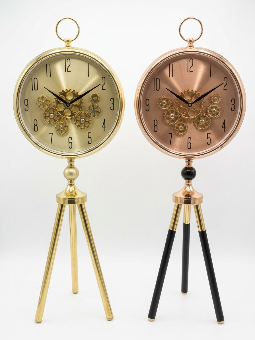 Vintage Gear Tripod Table Clock